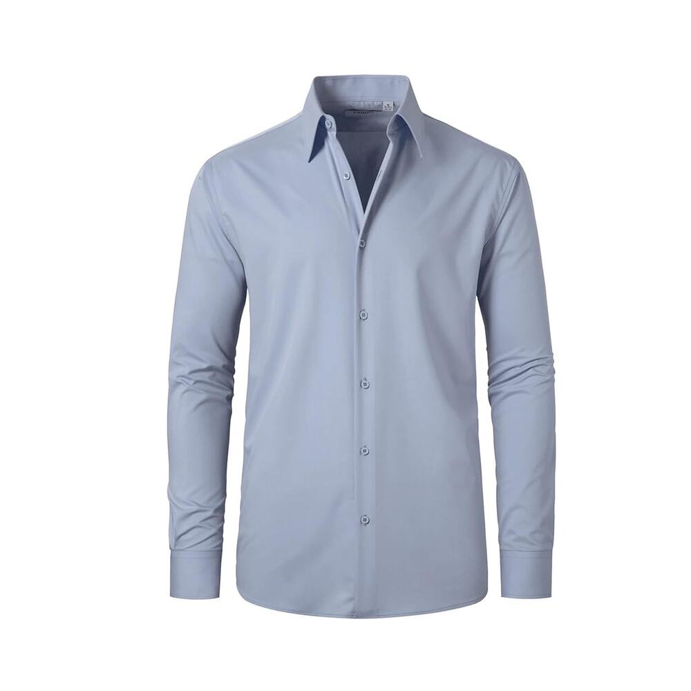 NWT 3XL FAHIZO Men's Dress Shirt Regular Fit Soild Casual Long Sleeve